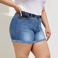 Jeans  Large Size Plus Stretch Patch Women's Denim Shorts main image 4