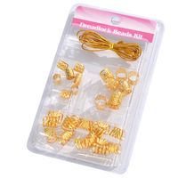 Wig Dreadlocks Buckle Hair Extension Ring Diy Ornament Accessories Metal Hollow Flower Tube Gold Wire Combination Set sku image 3