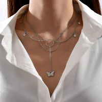 Fashion Butterfly Animal Pendant Double Layer Alloy Necklace main image 1