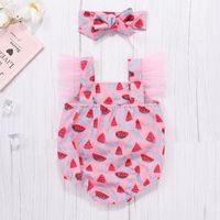 Fashion Baby Girl Summer New Watermelon Fruit Printed Mesh Romper Two-piece Set main image 2