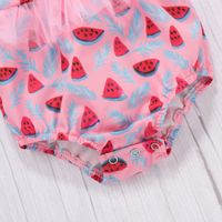 Fashion Baby Girl Summer New Watermelon Fruit Printed Mesh Romper Two-piece Set main image 4