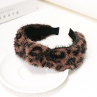 Retro Small Fragrant  Mink Hair Leopard Polka Dot Middle Twisted Headband sku image 6