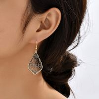 Fashion Retro Hollow Pendant Water Drop Flower Small Long Ear Jewelry main image 4