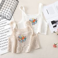 Fashion Summer Bohemian Vacation Hollow-out Embroidered Strap Flower Women's Knitted Vest main image 6