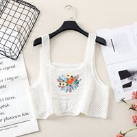 Fashion Summer Bohemian Vacation Hollow-out Embroidered Strap Flower Women's Knitted Vest main image 4