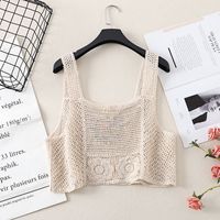 Fashion Summer Bohemian Vacation Hollow-out Embroidered Strap Flower Women's Knitted Vest main image 5