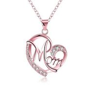 Fashion Heart Shape Letter Mom Pendant Clavicle Chain Necklace sku image 1