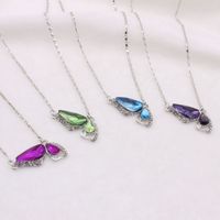 Fashion Color Crystal Butterfly Pendant Earrings Necklace Set main image 2