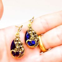 Retro Style Crystal Water Drop Shape Peacock Pendant Necklace Earring Suit main image 3