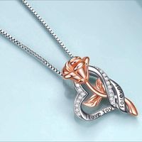 Fashion Heart-shaped Two-color Rose Flower Diamond Princess Alloy Necklace main image 4
