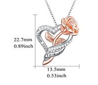 Fashion Heart-shaped Two-color Rose Flower Diamond Princess Alloy Necklace sku image 1