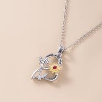 New Heart Butterfly Two-color Sunflower Pendant Alloy Necklace Valentine's Day main image 5