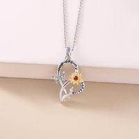 New Heart Butterfly Two-color Sunflower Pendant Alloy Necklace Valentine's Day main image 2