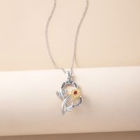 New Heart Butterfly Two-color Sunflower Pendant Alloy Necklace Valentine's Day main image 3