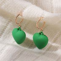 Simple Cute Creative Frost Heart Pendant Alloy Earrings sku image 1