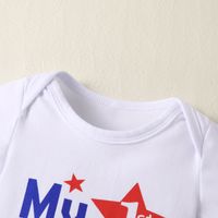 Fashion Summer Letters Star Printing Romper Short Sleeve Three-piece Suit Independence Day main image 3