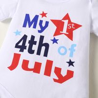 Fashion Summer Letters Star Printing Romper Short Sleeve Three-piece Suit Independence Day main image 4