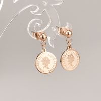 Retro Queen Klein Rose Gold Ear Stud Titanium Steel Gold Plated Earrings main image 9
