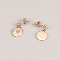 Retro Queen Klein Rose Gold Ear Stud Titanium Steel Gold Plated Earrings main image 6