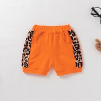 Fashion Summer Casual Sports Leopard Print Solid Color Hooded Children's Two-piece Suit main image 4