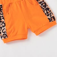 Fashion Summer Casual Sports Leopard Print Solid Color Hooded Children's Two-piece Suit main image 7