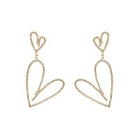 Fashion Double Hollow Heart Shape Long Pendant Earrings sku image 2