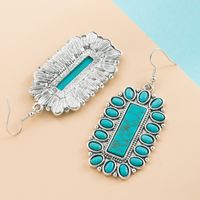 Fashion Turquoise Green Square Shaped Metal Alloy Earrings main image 2