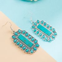 Fashion Turquoise Green Square Shaped Metal Alloy Earrings main image 4