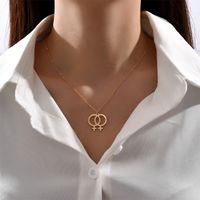 Simple Double Ring Necklace Simple Geometric Clavicle Chain Necklace main image 4