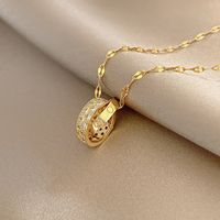 Collar De Acero De Titanio Para Mujer, Colgante De Anillo Con Incrustaciones De Diamantes, Cadena De Clavícula Elegante main image 3