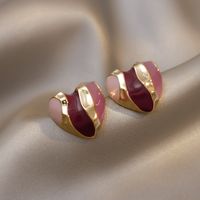 Retro Color Drip Glazed Purple Love Heart Alloy Stud Earrings main image 5