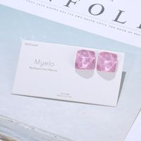 Simple Jelly Color Water Ripple Ice Blue Square Resin Stud Earrings For Women main image 5