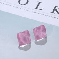 Simple Gelée Couleur Ondulation De L'eau Glace Bleu Carré Résine Boucles D'oreilles Pour Les Femmes main image 6