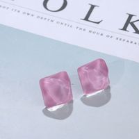 Simple Jelly Color Water Ripple Ice Blue Square Resin Stud Earrings For Women main image 1