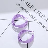Simple Catharanthus Roseus Purple Hoop Earrings For Women main image 1