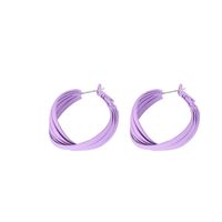 Simple Catharanthus Roseus Purple Hoop Earrings For Women main image 3