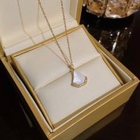 Fan-shaped Small Skirt Pendant Light Luxury Titanium Steel Necklace Women's High Sense Internet Celebrity Temperament Clavicle Chain Best-seller On Douyin Accessories main image 5
