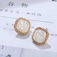 2022 New Korean Dongdaemun Simple Square Earrings Shell Fragment Vintage Earrings main image 2