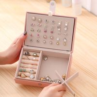 Frauen Einfache Tragbare Drei-schichten Schmuck Lagerung Box Ohrringe Ohr Stud Ring main image 5