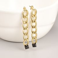 New Tassel Three-color Rhinestone Ear Studs Titanium Steel Gold-plated Earrings main image 10