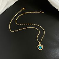 Titanium Steel Necklace With Loving Heart Zircon Decor Necklace main image 4