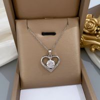 Fashion Heart-shaped Pendant Cross Chaintitanium Steel Necklace Valentine's Day main image 1