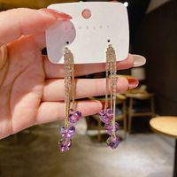 Long Crystal Zircon Decor Fashion Metal Pin Earrings main image 1