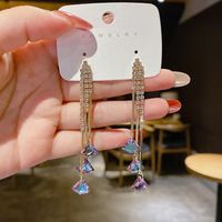 Long Crystal Zircon Decor Fashion Metal Pin Earrings main image 2