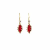Red Maple Leaf Tassels Wine Red Crystal Inlaid Earrings Simple Elegant Ear Hanging main image 4