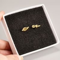 Fashion Simple Geometric Titanium Steel 18k Gold Plating Stud Earrings main image 4