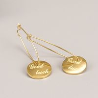 Fashion Cuban Round Lettering Titanium Steel Gold Plated Stud Earrings Couple main image 1