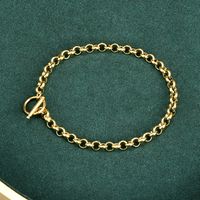 Moda Nueva 18k Oro Perla Grande Ahuecado Titanio Acero Pulsera Femenina main image 3