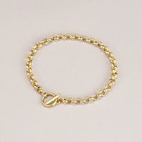 Fashion New 18k Gold Big Pearl Hollowed-out Titanium Steel Bracelet Female main image 6