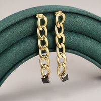 New Tassel Three-color Rhinestone Ear Studs Titanium Steel Gold-plated Earrings main image 2